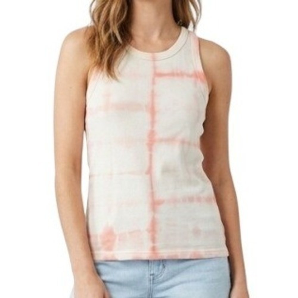 Everlane Tank Top Womens Small Pink Tie Dye Cotton Crew Neck Jersey Casual Retro